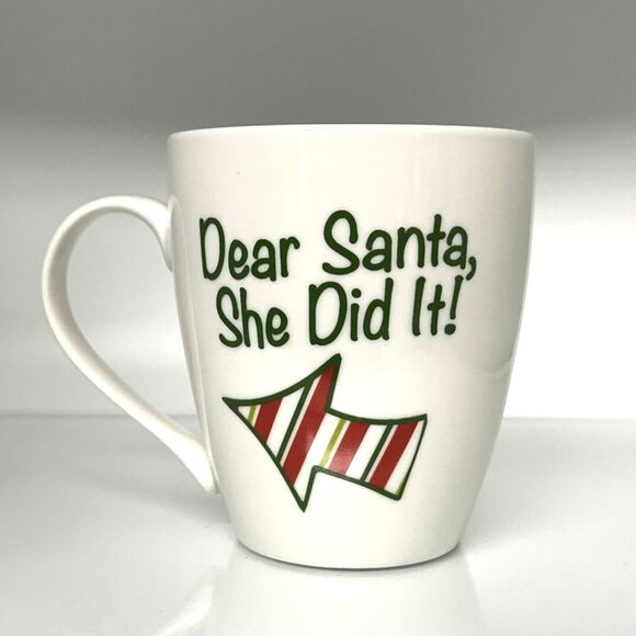 Pfaltzgraff Christmas 18 oz Porcelain Mug Dear Santa, She Did It! Friend Partner - Picture 2 of 7